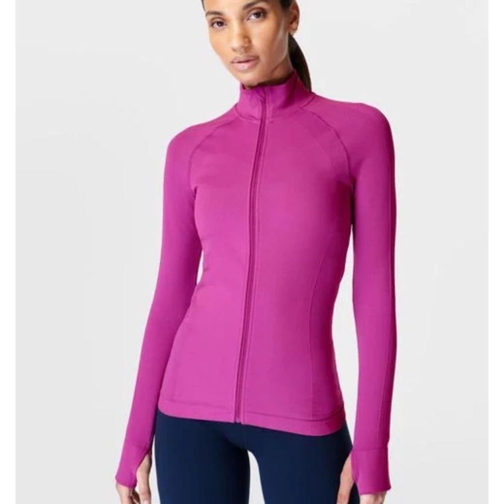 Sweaty Betty Athlete Doubleweight Seamless Workout Zip Up Jacket Malbec Purple
